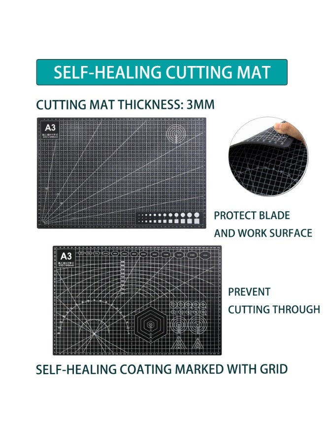 kaiderine Self-Healing craft cutting mat, Rotary double sided cutting board with craft carving tool and ruler. A3 Cutting Mat for DIY Arts and Crafts, Sewing, Quilting and Scrapbooking projects. - Image 3
